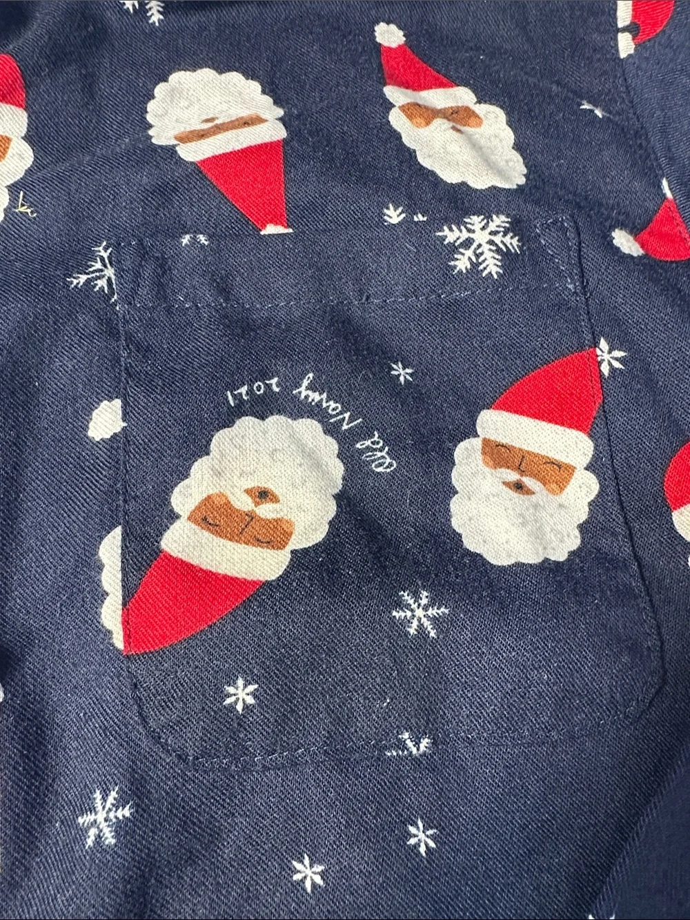 EUC Old Navy Navy Blue Kids Santa Print Pajama Set Sz L 10-12 unisex 🎅🏻